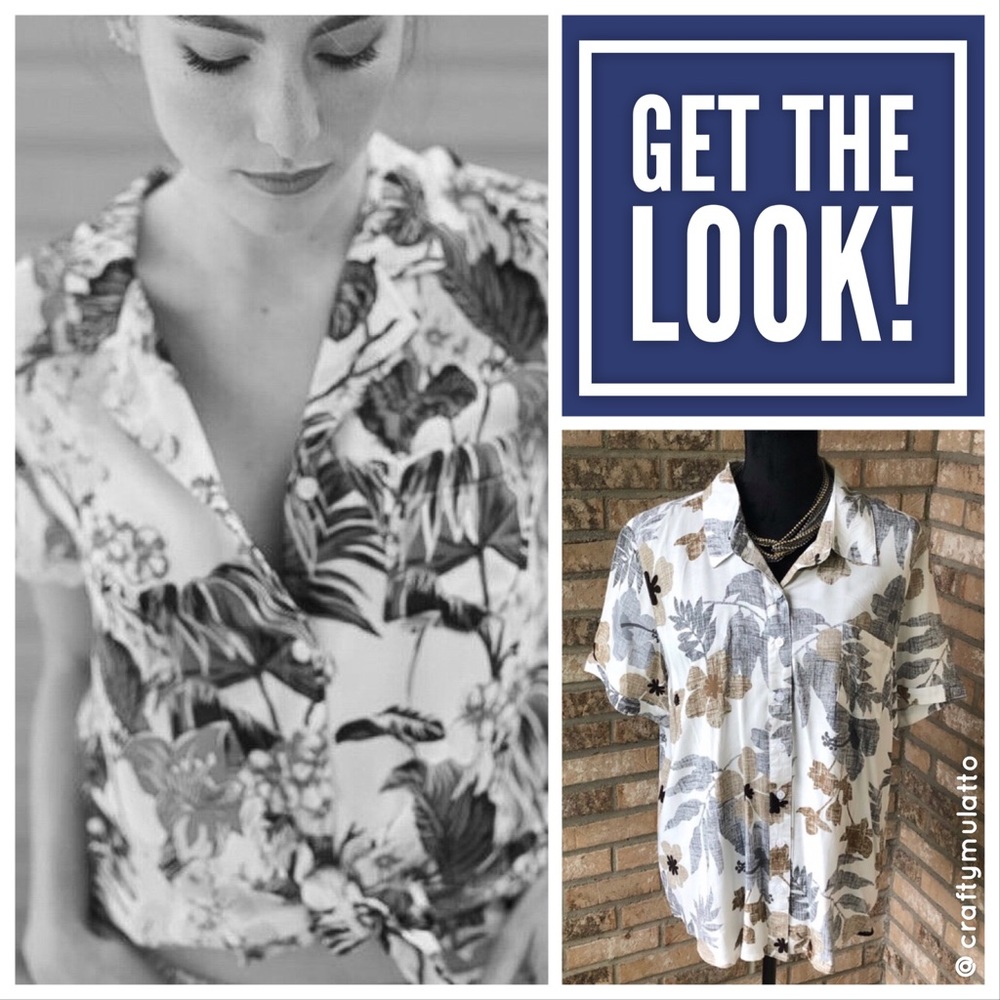 NWT XL 100% Rayon Hawaiian Button Down Blouse